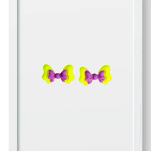 Yellow and Purple Minnie Bow (Studs) - Handmade Polymer Clay Earrings