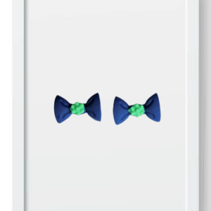 Navy and Mint Bow (Studs) - Handmade Polymer Clay Earrings