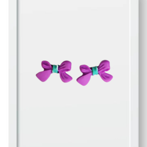 Purple and Baby Blue Bow (Studs) - Handmade Polymer Clay Earrings