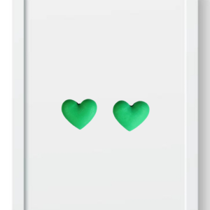 Mint Medium Heart (Studs) - Handmade Polymer Clay Earrings
