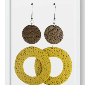 Brown Circles with Tan Ring - Handmade Polymer Clay Earrings