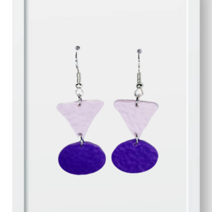Pastel Purple and Purple Circle - Handmade Polymer Clay Earrings