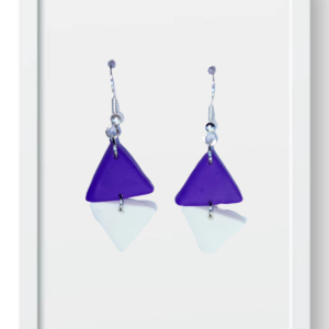 Purple and White Triangles - Handmade Polymer Clay Earings