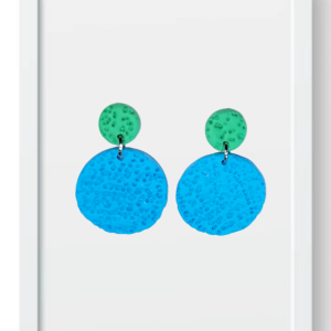 Mint Green and Baby Blue Circles - Handmade Polymer Clay Earings