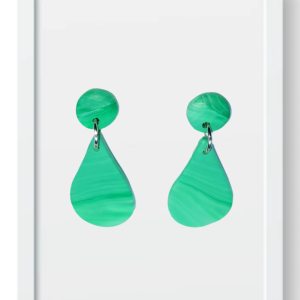 Mint Green Circle and Teardrop - Handmade Polymer Clay Earings